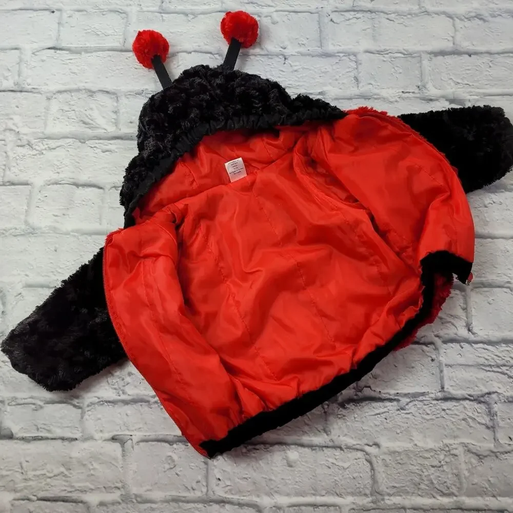 Adorably Cozy Faux Fur Ladybug Halloween Jacket Costume 24 months